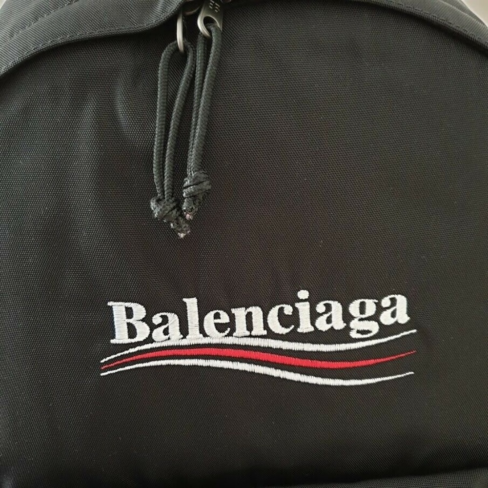 Balenciaga Political Logo Nylon Backpack - Black - Picture 3 of 6